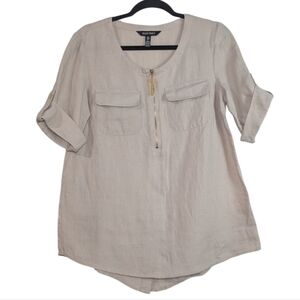 Ellen Tracy Linen Top with Zipper Detail(99)